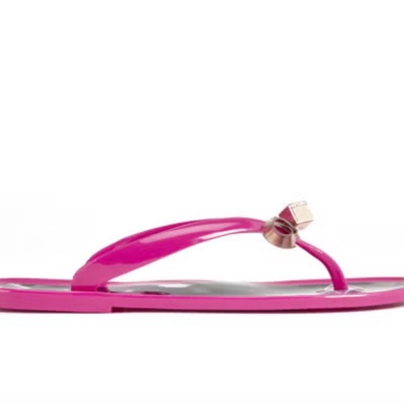 Ted Baker Fuchsia Pink ‘Taito’ Bow Jelly Flip Flop Sandals - Picture 10 of 11